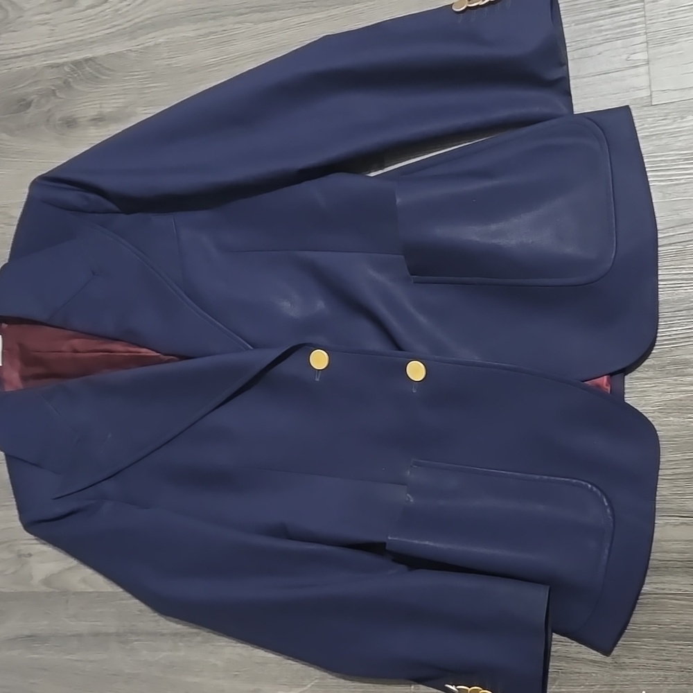 Gucci Women's Blue Sheen Uniform Blazer with Matte Gold Buttons Size 40 - Picture 10 of 12